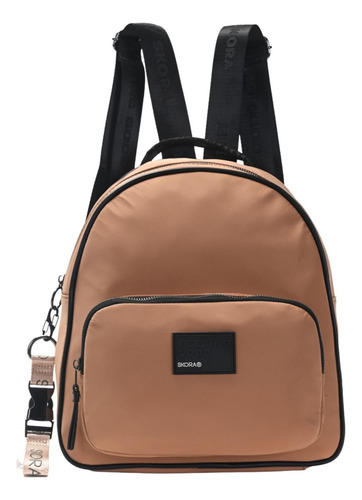Mochila Con Llavero Charlie Skora Color Negro Diseño De La Tela Liso