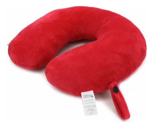 Almohada De Viaje Travel Tech 17014 Adulto Negro Liso Rojo Liso
