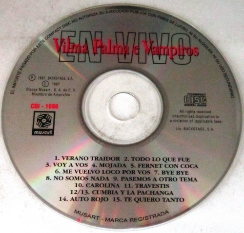 Vilma Palma E Vampiros - En Vivo Cd