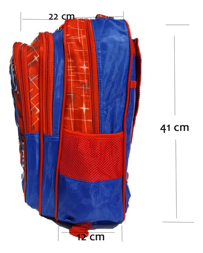 Mochila Combo 3d Luz Leds + Lapicera + Lonchera Primaria Y Prescolar Rojo Azul Superman Lisa