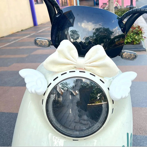 Laço Bege 3d Com Orelhas Fofas Para Motoqueiros
