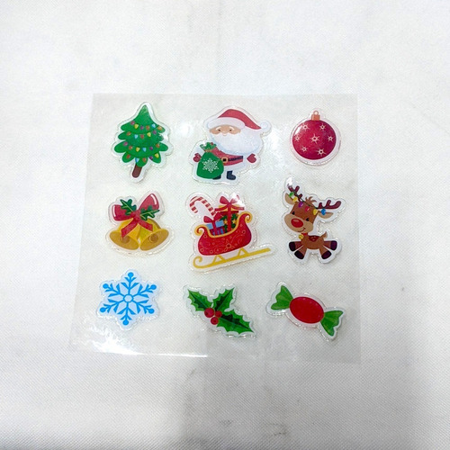 Navidad Stickers De Gel Para Vidrio Papá Noel