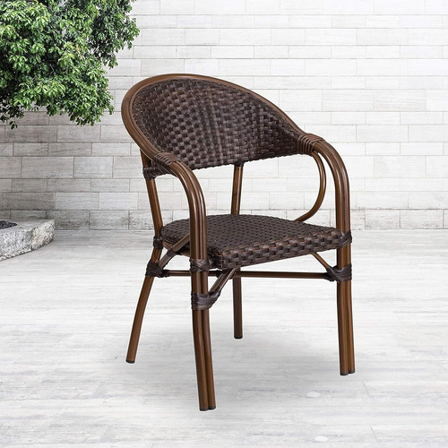 Flash Furniture Milano Series Dark Brown Rattan Restaurant P