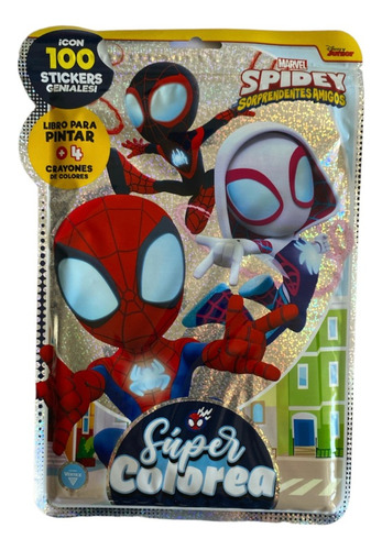 Libro Para Colorear +4 Colores + Stickers Spidey Niños