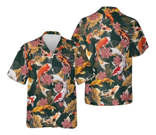 Camisa Hawaiana Unisex Koi Fish, Camisa De Playa For Verano