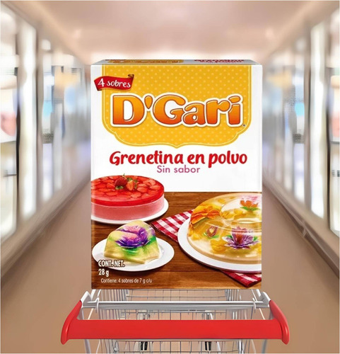 Grenetina De Agua Sin Sabor D'gari 4 Sobres 7 Gramos C/u