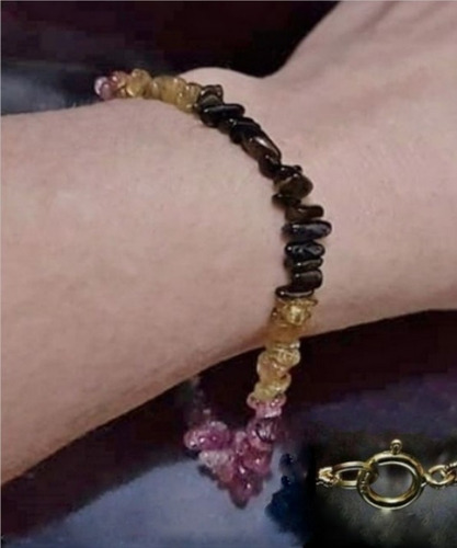 Imagem 6 de 7 de Pedras - Pulseira Turmalinas, Fecho De Ouro 18, Cód357p138
