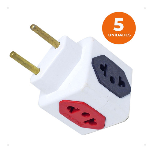 Kit 5 Adaptador Benjamin Plug Tomada 4s 10a/20a Aparelhos