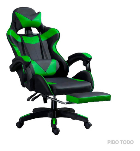 Silla de escritorio Titano TT-SGCRP gamer ergonómica  negra y verde con tapizado de pvc