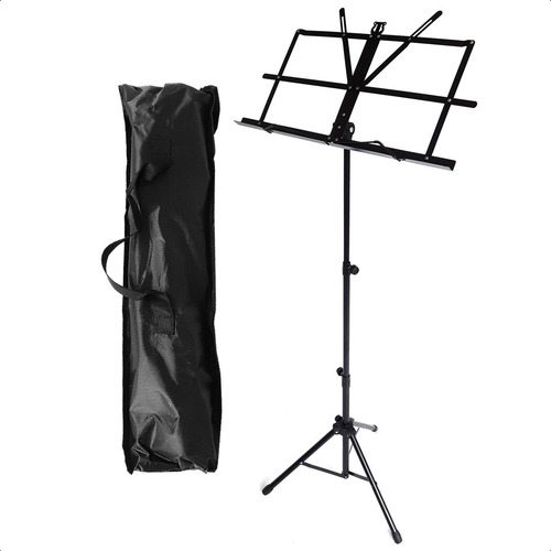 Atril Plegable Para Partituras De Metal Reforzado + Funda Color Negro