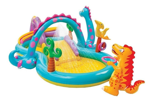 Alberca Inflable Infantil De Dinosaurios Con Tobogan