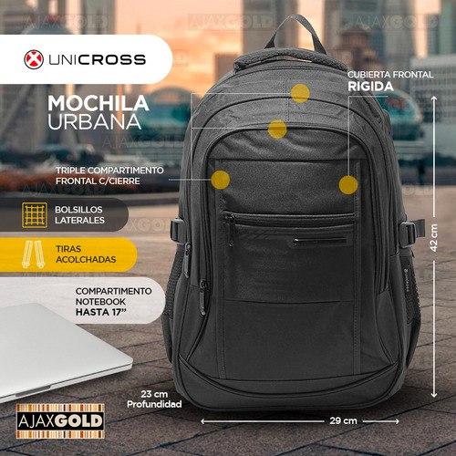 Imagen 4 de 10 de Mochila Porta Notebook Urbana Oficina Amplia Reforzada