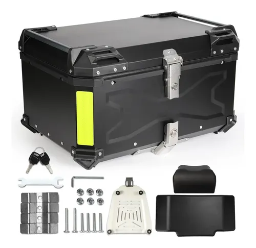Maleta Trasera 65L Para Moto O Scooter - Impermeable, Plateada, De Aleación De Aluminio