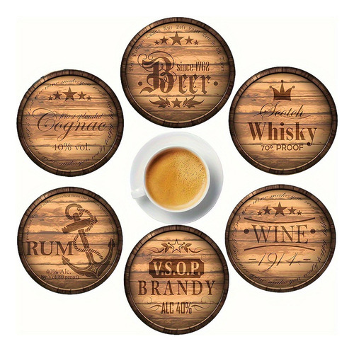 6 Posavasos De Madera Para Bebidas, Protección Para , Juego