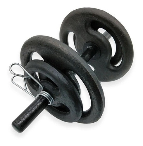Imagem 4 de 7 de Kit Halter De 20kg Com Barra Presilha Academia Musculação