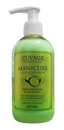 Crema Exfoliante Pepino 220ml Cuvage Profesional Manicuria