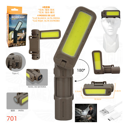 Mini Linterna Magnético Inspeccion Lámpara Camping Led