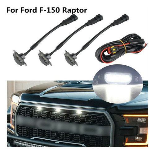 3 Piezas De Luz Led Para Parrilla De Coche F-150 F150 Raptor