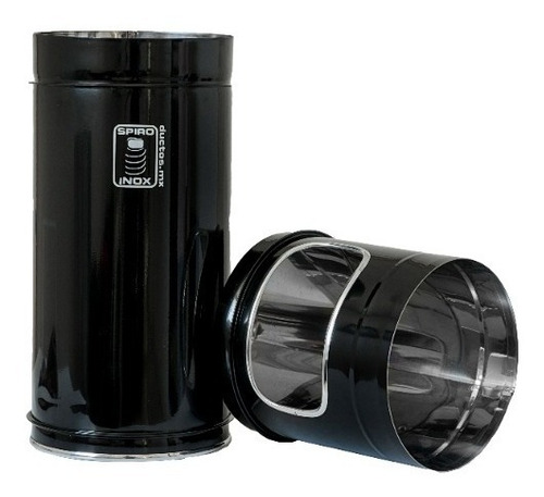 Kit 2 Botes Negros Para Basura De Acero Inoxidable 20x58 Cm Color Negro