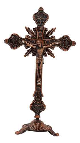 Crucifixo De Pé Crucifixo Com Suporte Jesus Vermelho Antigo
