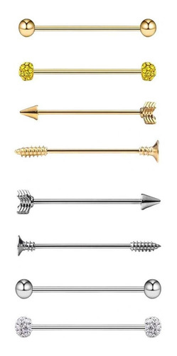 8 Barra De Tornillo Recta Jewelry Industrial Barbell