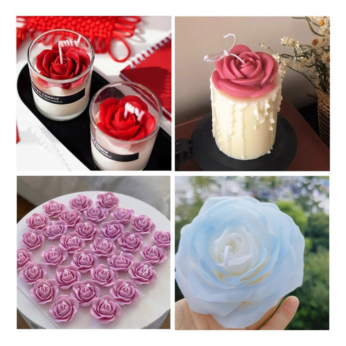 Cnn Molde Silicona Con Forma Flor Rosa For Velas, 3 Pzs.
