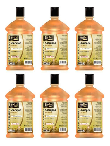  Shampoo Ouribel Keratina 500ml - Kit C/6un