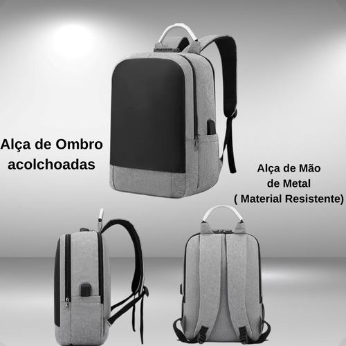 Mochila ManoThor Antifurto Executiva Com Cadeado Trava Segurança Conector USB Saída Fone Ouvido Porta Notebook Resistente Reforçada Grande Anti Furto Masculina Feminina Trabalho Faculdade Escola