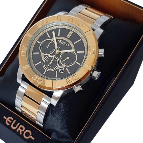 Relógio De Pulso Euro Eujs25ab/4p Com Corpo Prata,  Cristal Mineral, Para Feminino, Com Correia De Aço Inoxidável Cor E Pulseira