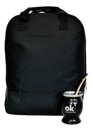 Mochila Matera Porta Notebook Con Mate Premium Acero Negro