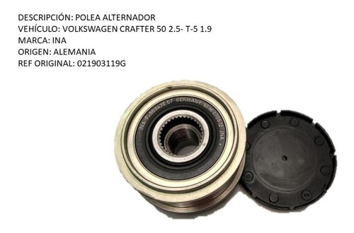 Polea Alternador Volkswagen Crafter 50 2.5- T-5 1.9