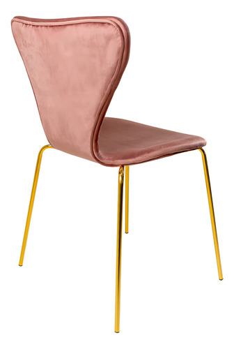 Juego Set 4 Sillas Terciopelo Comedor Tapizada Minimalista Estructura De La Silla Dorado Asiento Rosa