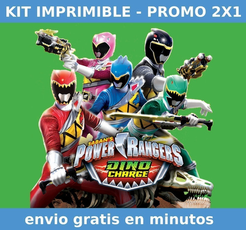 Kit Imprimible Power Rangers Dino Force Charge Promo 2x1