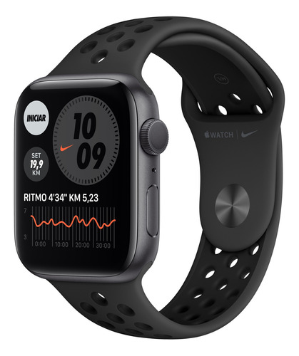 Apple Watch Nike (GPS) Series 6 44mm caixa 44mm de  alumínio pulseira  cinza-carvão e preta A2292