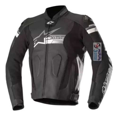 Jm Nuñez Alpinestars Campera Cuero Fuji Leather Negro Blanco