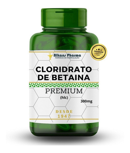 Cloridrato De Betaina 300mg 90 Doses Com Certificado Análise