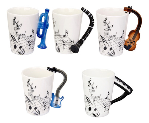 Qa Taza De Té Notas De Música Asa Forma De Piano Porcelana