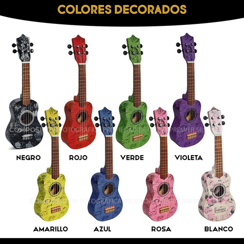 Ukelele Electroacustico Soprano Colores Superior Funda Pua