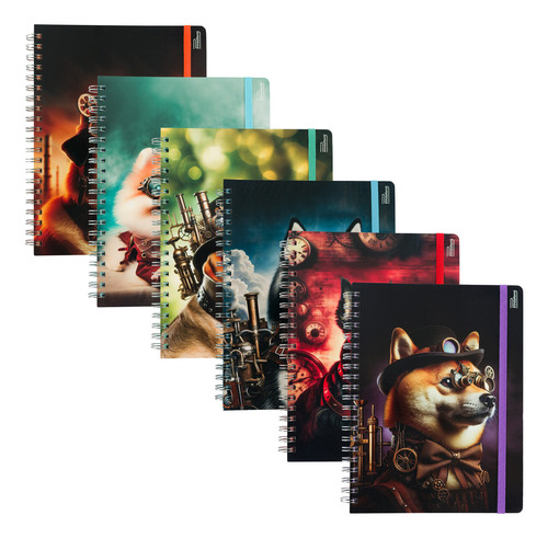 Cuaderno Profesional Printaform Mascotas 100h 6 Pzs Color Raya