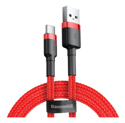 Cabo usb tipo c 2.0 Baseus vermelho com entrada USB  saída USB-C