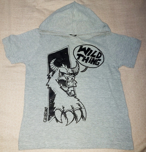 Remera Con Capucha Gris Grisino Talle 4 A 5 Años