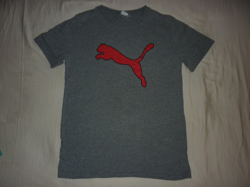 E Remera Puma Big Logo Talle S Algodon Gris Art 76628