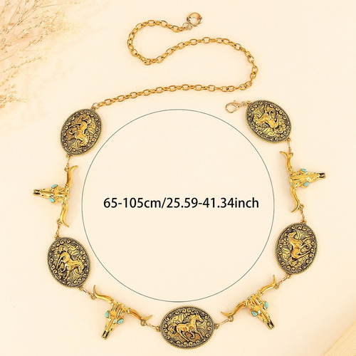 Cinturón Vaquero Mujer Cinto Metal Con Cadena Para Vestidos Oro Viejo 25.59-41.34inch