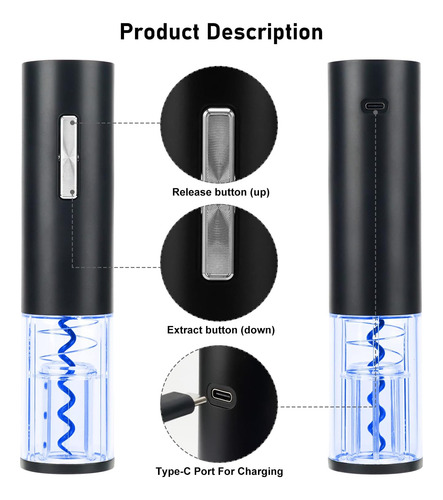 Cokunst Set Abridor De Vino Eléctrico De Regalo, Recargab...