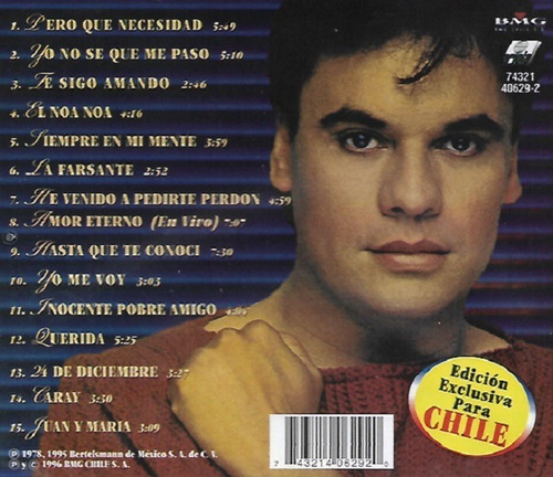 Cd Juan Gabriel / Grandes Exitos Bienvenido A Chile (1996)
