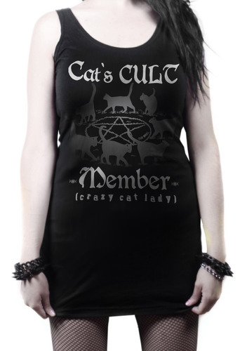 Vestido Tirante Gato Cats Cult Bruja Witch Talla Extra