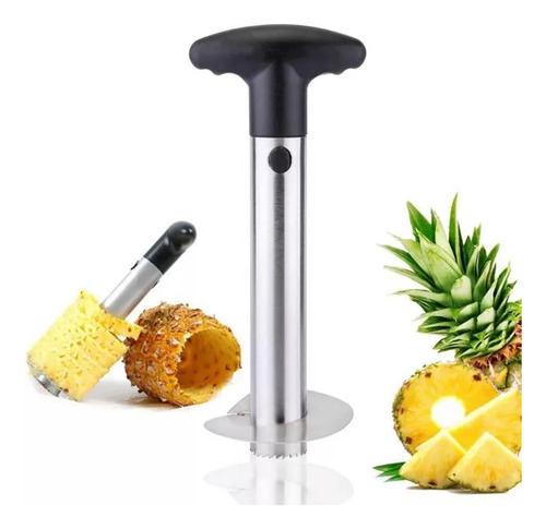 Peladora De Piña De Acero Inoxidable Con Mango Negro X 1 Pza