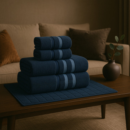 Jogo De Toalhas 5 Casa Teka Lumière Banheiro Premium Cor Azul