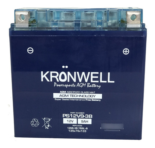 Bateria Kronwell Gel 12n9-3b / Yb9l-b Cuatri Mondial Fd 250