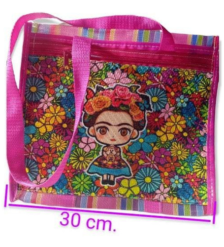 Bolsa Mexicana Estampado De Fridha Con Cinta 29x27x14 10pzas